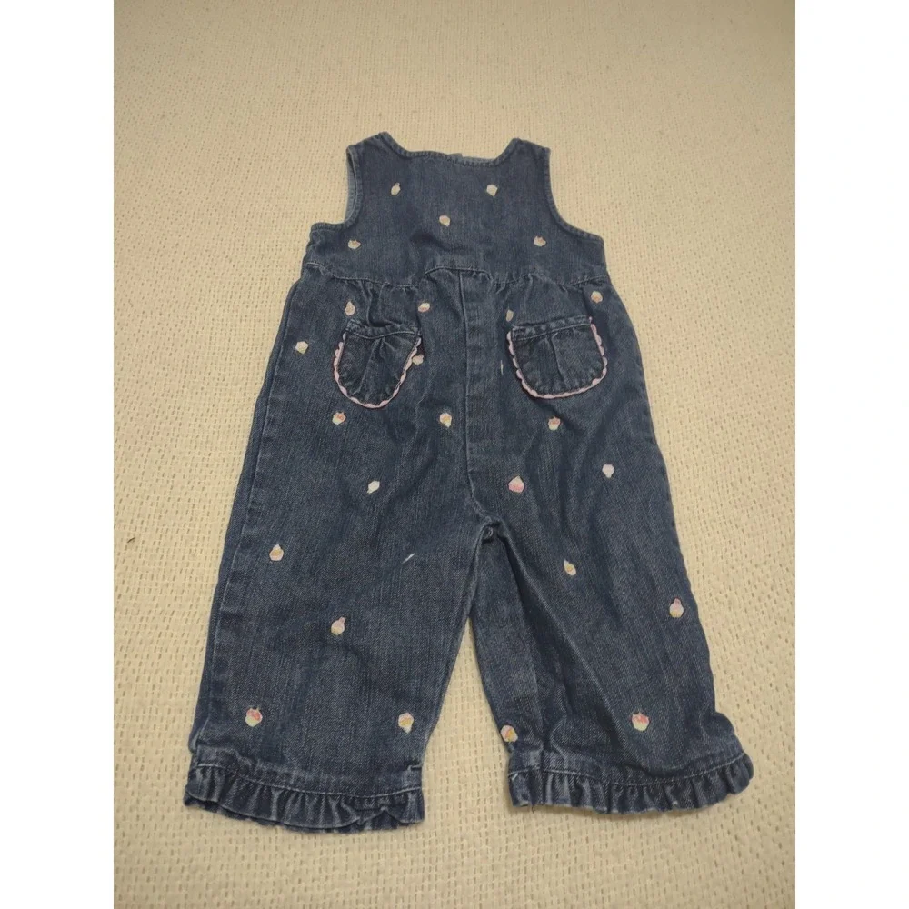 Vintage Gymboree Denim Romper 3/6‎ Months Cupcake Print Casual